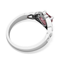 Pink Tourmaline Claddagh Celtic Knot Diamond 14K White Gold ring R5001