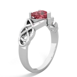 Pink Tourmaline Claddagh Celtic Knot 14K White Gold ring R2367