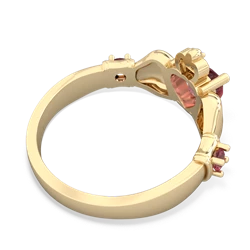 Pink Tourmaline Claddagh Keepsake 14K Yellow Gold ring R5245