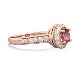 Pink Tourmaline Diamond Halo 14K Rose Gold ring R5370