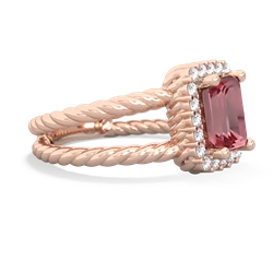 Pink Tourmaline Rope Split Band 14K Rose Gold ring R2628
