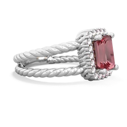 Pink Tourmaline Rope Split Band 14K White Gold ring R2628
