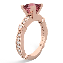 Pink Tourmaline Sparkling Tiara 6Mm Princess 14K Rose Gold ring R26296SQ
