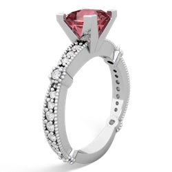 Pink Tourmaline Sparkling Tiara 6Mm Princess 14K White Gold ring R26296SQ