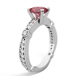 Pink Tourmaline Sparkling Tiara 8X6 Oval 14K White Gold ring R26298VL