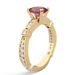 Pink Tourmaline Sparkling Tiara 8X6 Oval 14K Yellow Gold ring R26298VL