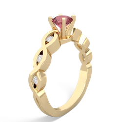 Pink Tourmaline Infinity 5Mm Round Engagement 14K Yellow Gold ring R26315RD