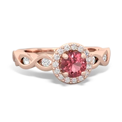 Pink Tourmaline Infinity Halo Engagement 14K Rose Gold ring R26315RH
