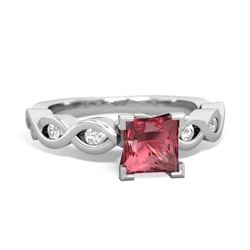 Pink Tourmaline Infinity 5Mm Square Engagement 14K White Gold ring R26315SQ