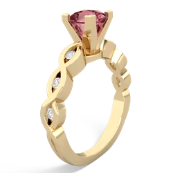 Pink Tourmaline Infinity 5Mm Square Engagement 14K Yellow Gold ring R26315SQ