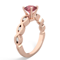Pink Tourmaline Infinity 6Mm Round Engagement 14K Rose Gold ring R26316RD