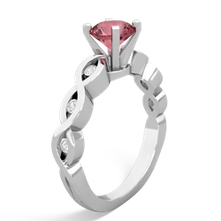 Pink Tourmaline Infinity 6Mm Round Engagement 14K White Gold ring R26316RD