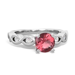 Pink Tourmaline Infinity 6Mm Round Engagement 14K White Gold ring R26316RD