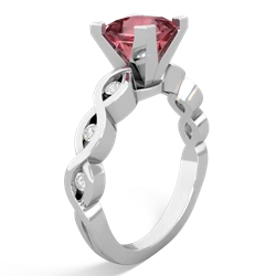 Pink Tourmaline Infinity 6Mm Princess Engagement 14K White Gold ring R26316SQ