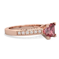 Pink Tourmaline Art Deco Engagement 6Mm Princess 14K Rose Gold ring R26356SQ