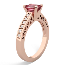 Pink Tourmaline Art Deco Engagement 7X5mm Emerald-Cut 14K Rose Gold ring R26357EM