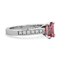 Pink Tourmaline Art Deco Engagement 7X5mm Emerald-Cut 14K White Gold ring R26357EM
