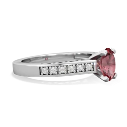 Pink Tourmaline Art Deco Engagement 7X5mm Oval 14K White Gold ring R26357VL