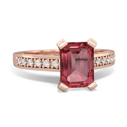 Pink Tourmaline Art Deco Engagement 8X6mm Emerald-Cut 14K Rose Gold ring R26358EM