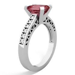 Pink Tourmaline Art Deco Engagement 8X6mm Emerald-Cut 14K White Gold ring R26358EM