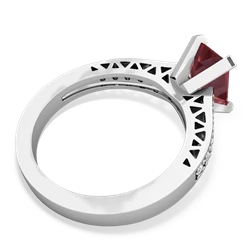 Pink Tourmaline Art Deco Engagement 8X6mm Emerald-Cut 14K White Gold ring R26358EM