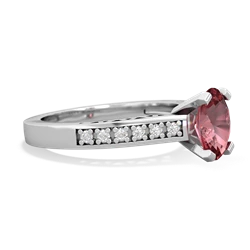 Pink Tourmaline Art Deco Engagement 8X6mm Oval 14K White Gold ring R26358VL