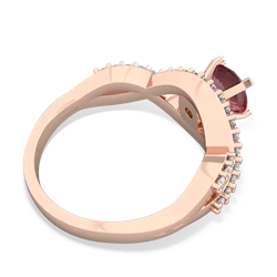 Pink Tourmaline Diamond Twist 6Mm Round Engagment  14K Rose Gold ring R26406RD