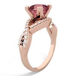 Pink Tourmaline Diamond Twist 6Mm Princess Engagment  14K Rose Gold ring R26406SQ