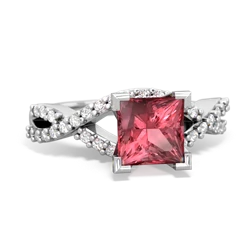 Pink Tourmaline Diamond Twist 6Mm Princess Engagment  14K White Gold ring R26406SQ