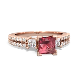 Pink Tourmaline Classic 5Mm Square Engagement 14K Rose Gold ring R26435SQ