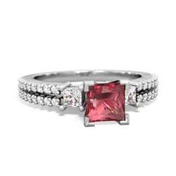 Pink Tourmaline Classic 5Mm Square Engagement 14K White Gold ring R26435SQ