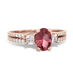 Pink Tourmaline Classic 7X5mm Oval Engagement 14K Rose Gold ring R26437VL