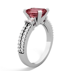Pink Tourmaline Classic 8X6mm Emerald-Cut Engagement 14K White Gold ring R26438EM