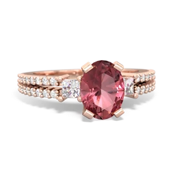 Pink Tourmaline Classic 8X6mm Oval Engagement 14K Rose Gold ring R26438VL