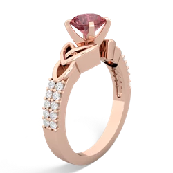 Pink Tourmaline Celtic Knot 6Mm Round Engagement 14K Rose Gold ring R26446RD