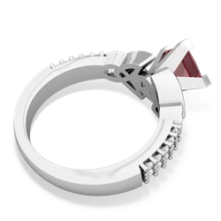 Pink Tourmaline Celtic Knot 6Mm Princess Engagement 14K White Gold ring R26446SQ