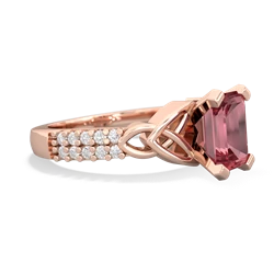 Pink Tourmaline Celtic Knot 8X6 Emerald-Cut Engagement 14K Rose Gold ring R26448EM