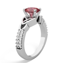 Pink Tourmaline Celtic Knot 8X6 Oval Engagement 14K White Gold ring R26448VL