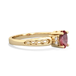 Pink Tourmaline Filligree Scroll Oval 14K Yellow Gold ring R0812