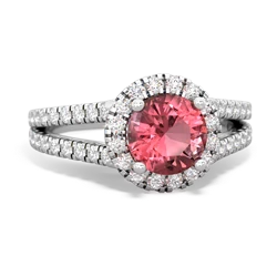 Pink Tourmaline Pave Halo 14K White Gold ring R5490