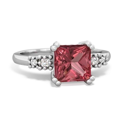 Pink Tourmaline Art Deco Princess 14K White Gold ring R2014