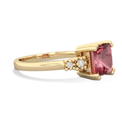 Pink Tourmaline Art Deco Princess 14K Yellow Gold ring R2014