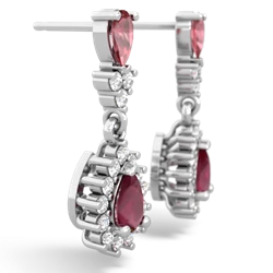 Pink Tourmaline Halo Pear Dangle 14K White Gold earrings E1882