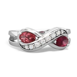 Pink Tourmaline Diamond Infinity 14K White Gold ring R5390