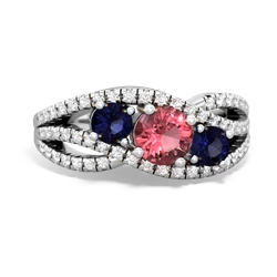 Pink Tourmaline Three Stone Aurora 14K White Gold ring R3080