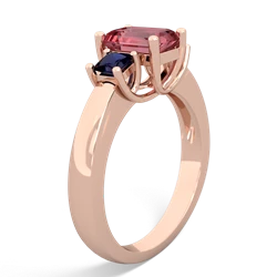 Pink Tourmaline Three Stone Emerald-Cut Trellis 14K Rose Gold ring R4021