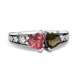 Pink Tourmaline Heart To Heart 14K White Gold ring R3342
