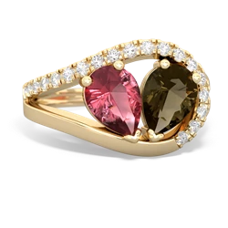 Pink Tourmaline Nestled Heart Keepsake 14K Yellow Gold ring R5650