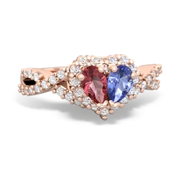 Pink Tourmaline Diamond Twist 'One Heart' 14K Rose Gold ring R2640HRT