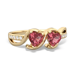 Pink Tourmaline Side By Side 14K Yellow Gold ring R3090
